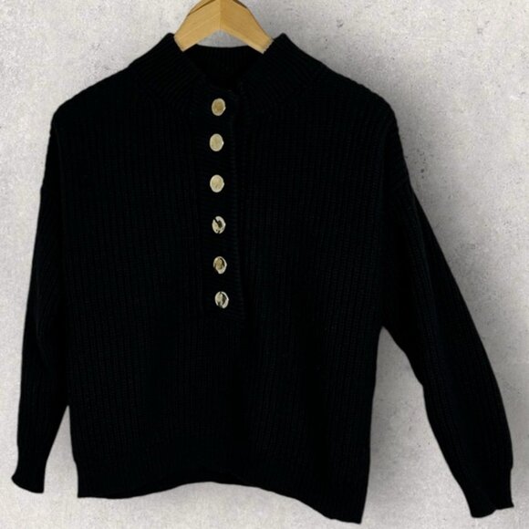 Sezane Wool Lucas Jumper Sweater Black Knit Size Small French - Picture 5 of 16